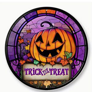 1pc 8x8inch Aluminum Sign, Trick or Treat Jack-o-lantern, Wreath Sign